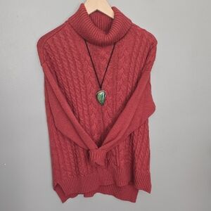 Briggs New York Rust Cable Knit Turtleneck Sweater